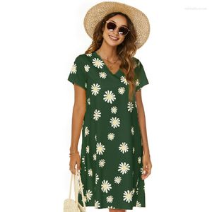 Casual Dresses Sweet Cute Yellow Little Floral Dress Women Summer Short Sleeve A-Line 2023 Beach Holidays Party Mini