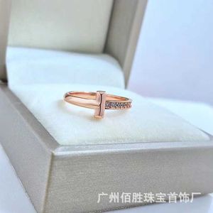 Heiße Tiffay S925 Sterling Silber T1 Ring 18k Roségold Mode vielseitiges Paar Halb Diamond Light Luxus einfach mit Logo