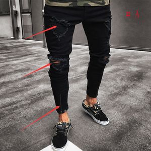 Mens Jeans Cool Designer Brand Black Skinny Ripped Destroyed Stretch Slim Fit Hop Pants With Holes For Men 230629