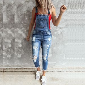 Jeans rasgados feminino 2023 cintura alta novo jeans para mulher suspensórios rasgados macacão jeans Strecth Jean Femme Vaqueros