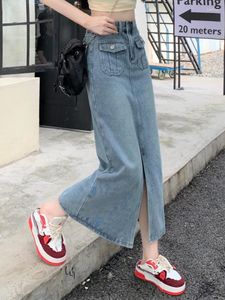 Gonne Cargo per le donne Vintage Y2K Style Girl Clothes Pocket Donna Jeans Gonna Denim Split Women's Stylish