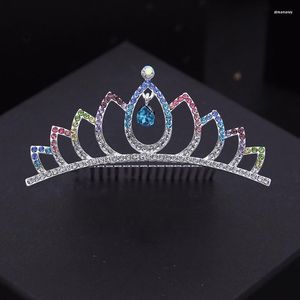 Hair Clips Princess Colors Crystal Fashion Combs Crown For Girls Rhinestone Hairpins Tiaras Bridal Wedding Jewelry Accessories