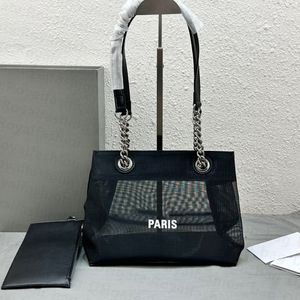 Shopping Bag 1:1 Quality Tote Bag Mesh Canvas Handbag PARIS Letter Luxury Women Luxury Designer Bag