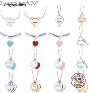 Pendanthalsband Nya 100% 925 Sterling Silver Necklace Pendant Heart Bead Chain Rose Gold and Gold Luxurious For Women Fashion Jewelry Original Gift Y220310 Z230629