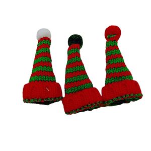 Xmas Mini Hat Decor Doll Clothes Accessory Miniature Cute Christmas Party Ornament Beverages Red Wine Bottle Cocktail Cup Decoration Pet Santa Hats W0053