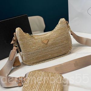 Woman Designer Crossbody Bags Fashion Weave Shoulder Bags High Quality Straw Stripe Summer New Beach Totes Mini Chain Handbags Cross Body
