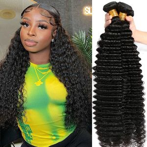 Lace Hair Bulks 100 Human Deep Wave Bundles Original für schwarze Frauen 1030 Zoll Prozent rohes Virgin 230629