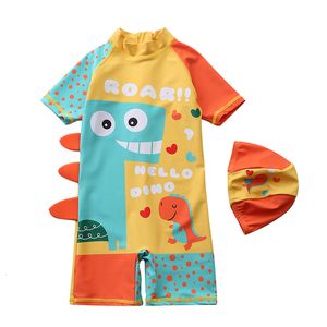 TwoPieces Happyflute 724kg Boys' Long Sleeve Dinosaur Swimsuit Animal Print Lvely Baby Swim Cloth 230628