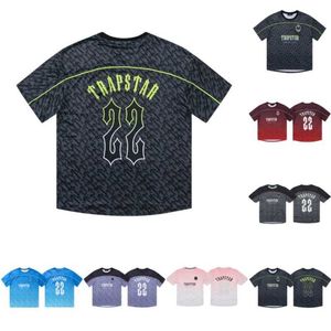 Herren Trapstar T-Shirt Fußballtrikot Sommer beiläufige lose Kurzarm Hip Hop High Street Street Fashion Tops 37jn