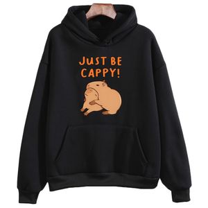 Hoodies Sweatshirts Capybara Just Be Cappy Hoodies Letter Print Sweatshirts baby boys clothes AutumnWinter kids Clothes girl Cartoon Kawaii Graphic 230628