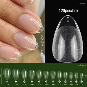 False Nails 120pcs XXS Extra Short Almond Acrylic Tips For Gel X Nail Extension System Fake Full Cover French Tip Manicure Tool