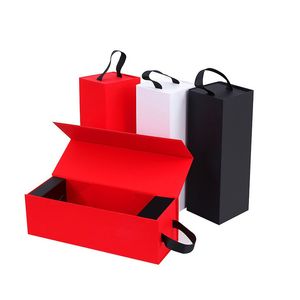 Biały czerwony czarny wielokrotne użycie przenośne pojedyncze składane czerwone wina pudełko na pudełko na prezenty czerwonego wina