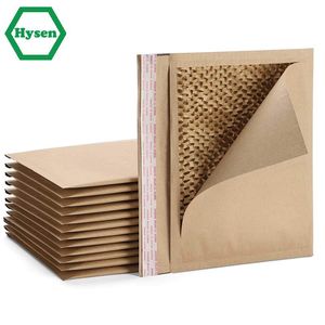 Koperty Hysen 30/50PCS Kraft Honeycomb Wyściełane mailery grube koperty do wysyłki i pakowania papieru do recyklingu plasterkowego plastra miodu