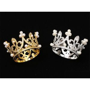 Other Table Decoration Accessories Dining Mini Crown Princess Topper Crystal Pearl Tiara Children Hair Ornaments For Birth Dhoay