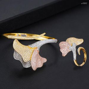 Collana Orecchini Set Charm Bangle Ring Argento 925 Original Women Wedding Pavimentato Cristallo austriaco pieno Lucido Alta qualità