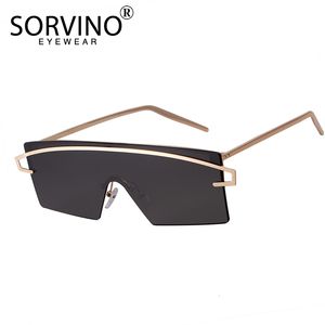 Solglasögon Sorvino futuristiska Rimless Shield Solglasögon Män Kvinnor 90 -talsdesigner Gold Frameless Rectangle Mirror Sun Glasses Shades SP34 230628