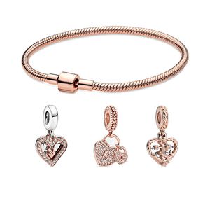 Venda imperdível conjunto de pulseiras de corrente de prata 925 flores de amor presente do dia das mães faça você mesmo pulseira pandora designer de moda joias femininas com caixa original