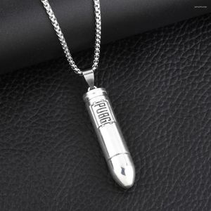 Anhänger Halsketten FLOLA Vintage Silber Farbe PUBG Shortgun Für Männer Edelstahl Kette Lange Punk Schmuck Nket98