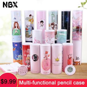 Bags NBX Creative Whiteboard Pencil Case With Solar Calculator Magnetic Switch Kawaii Cartoon Pen Box School Writing Stationery Box