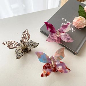 Yamog Girls Large Size Mixed Color Butterfly Shaped Clamps Acetic Acid Animal Ponytail Scrunchies Clips Claw Korean Women Alloy