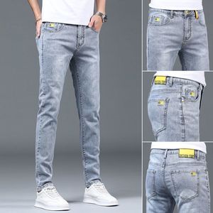 Mens Jeans Harajuku Moda Primavera Outono Marca de Luxo Estilo Coreano Roupas Casuais Azul Denim Elegante Designer Slim Calças 230629