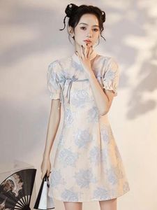 Этническая одежда восточные молодые девушки с цветочным принтом Cheongsam Vestidos азиатские женщины сексуальные мини Qipao китайский стиль женское вечернее платье ретро Ци