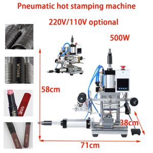 Pneumatisk cylindrisk varm folie Stamping Machine Bronzing 500W värmepresstryck för läderpappersbussighetskort 220V 110V