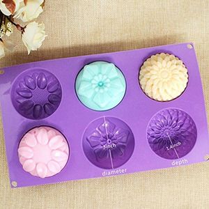 Baking Moulds 6 Lattices Silicone Cake Mold 3D Sunflower Shape Jelly Donuts Pudding Molds Handmade Soap Sugar Fondant Mould