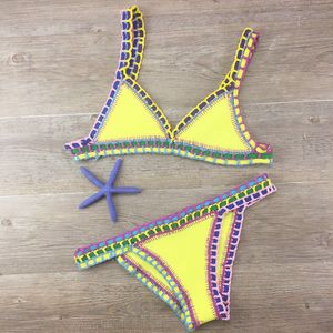 Pływanie noszenie seksowne bikini Summer Kobiet Swimsuit Ręka szydełkowana bikini zestaw strojów kąpielowych na plażę kąpielową BILIQUINI MONOKINI 230629