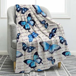 Одеяла Blue Butterfly Blanket Throw Warm Soft Уютная Роскошная Легкая Фланелевая Кровать Диван Кушетка Кемпинг Путешествия Все Сезон 230628