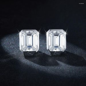 Stud Earrings 2023 Luxury 8 10mm Emerald Chemosan Moissanite Diamond Set With 925 Silver Plated 18k Gold Free Shopping