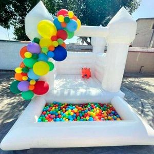 4x4m 12x12ft Pastel Mini Toddler Wedding Bounce House Inflatable White Pink Bouncy Castle With Soft Play Ball Pit Pool Jumper For Kids Party-2