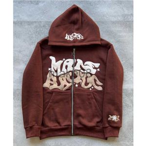 Erkek Hoodies Sweatshirts y2k kapüşonlu hip hop mektubu baskı büyük boy fermuarlı kapüşonlu sweatshirt erkekler kadın 2023 yeni harajuku rock punk ceket ceket sokak giysisi j230701