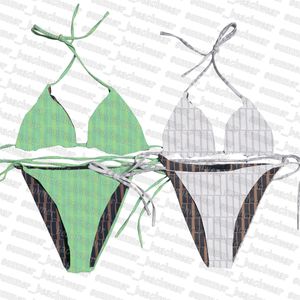 Kvinnors designer badkläder sexig halter bikinis set bokstäver tryckt baddräkt mode push up bikini