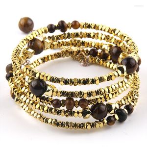 Charm Bracelets RH Fashion Bohemian Jewelry Bracelet Multi Layer GLD Magnetite And Stone Handma Gift