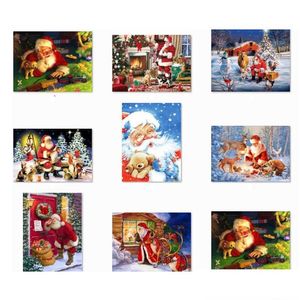 Pinturas 5D Diy Natal Fl Drill Rhinestone Diamond Painting Kits Cross Stitch Papai Noel Boneco de Neve Decoração da Casa Jk2008Kd Drop Deliv Dhcm5