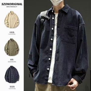 Men s Dress Shirts High quality men s long sleeved spring and autumn Japanese retro trend versatile work coat casual shirt 230629