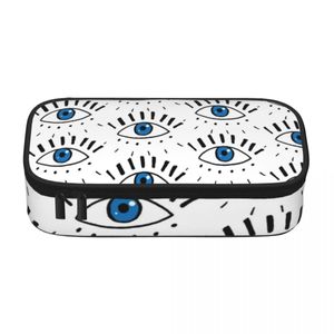 Bolsas Bolsas azuis azuis escuros Caixa lápis Design de olho de olho adolescentes oculares da escola primária do zíper da escola Big Legal Cool Pen Saco