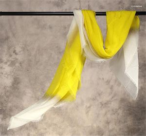 Scarves Fashion Wool Women Solid Thin Kerchief Scarfs Shawl Pashmina Gradient Color 125x125cm Yellow 4color