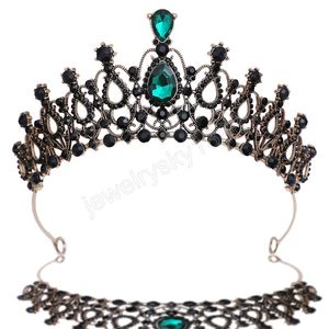 Elegant Black Crystal Queen Tiara - Vintage Bridal Crown with Rhinestones for Women, Wedding Hair Accessory