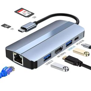 9 in 1 USB C HUB Type C naar HDTV 4K RJ45 VGA SD Reader PD 100W Lader USB3.0 Hubs Voor MacBook Pro Dock Station Splitter