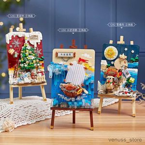 Blocos de pintura de surf na água criativo bloco de construção árvore de natal trenó carro estéreo paintboard brinquedos decoração para meninas crianças presente r230629