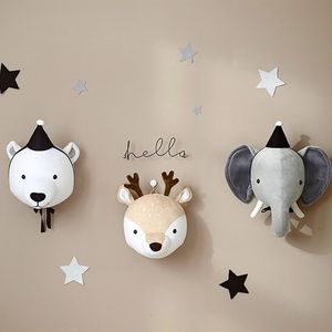 Plush Wall Stuff Wall Decor Plush Animal Head Soft Cute Elephant Bear Deer Unicorn Pendant for Kids Baby Girl's Room Stuffed Toys Birthday Gift 230629