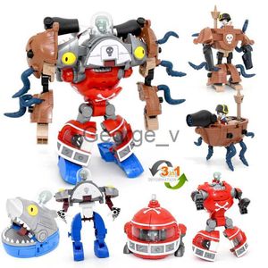 Minifig 3 i 1 Montering Deformation Toys for Boys Robot Doll Pvz Plant vs Zombie Education PVC Action Figur Model Kid Gift J230629