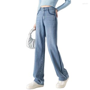Jeans feminino 2023 Moda Algodão Casual Perna larga Feminino Solto Emagrecimento Calças retas Denim Macio Fino Para Verão Primavera Plus Size