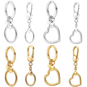 2022 Neu 925 Sterling Silber Schmuck Mode Gold Key Ring Schlüsselkette Fit Original Pandora Charms Anhänger DIY für Frauen Geschenk