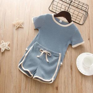 Zestawy odzieży 2PC/Set Summer Kids Shirt Shorts Knitting Thin Solid Mali Boys Romper Suit Ubrania dla niemowląt