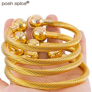 Bangle Gold Color Middle East Beads Dubai Balls Bangles For Women Etiopian Saudi Arabia Armband Bröllop Smycken Afrikanska gåvor 230627