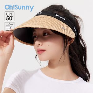 OhSunny Neue Damen-Sonnenhüte mit leerem Oberteil, UV-Schutz, Unisex, Anti-UV, UPF50+, verstellbare Sonnenblende für den Außenbereich