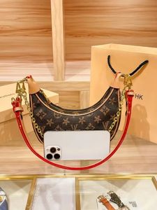 TOP loop hobo bags Gold Chain Handbag Luxuries Designers bags Fashion Womens Coated Canvas Zipper Crossbody Shoulder Bag Crescent bottom handbags Moon purses